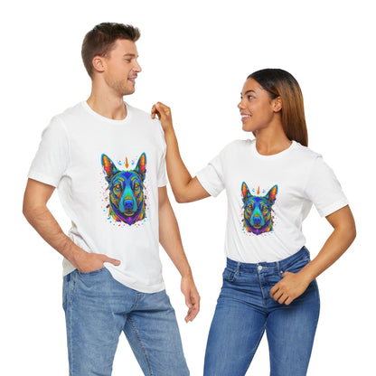 Vibrant Dog Artwork Unisex Jersey Tee - Perfect for Pet Lovers