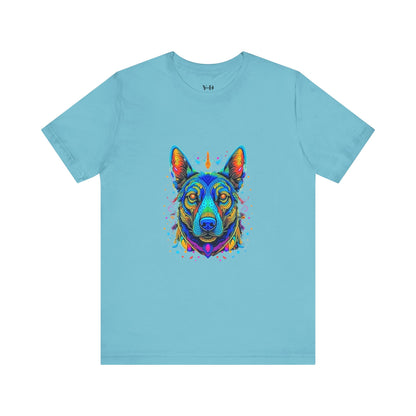 Vibrant Dog Artwork Unisex Jersey Tee - Perfect for Pet Lovers