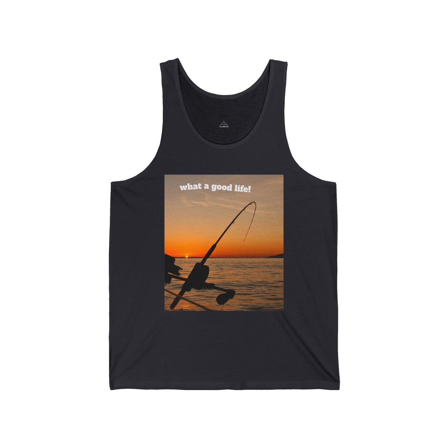 Fishing Sunset Unisex Jersey Tank - "What a Good Life!"