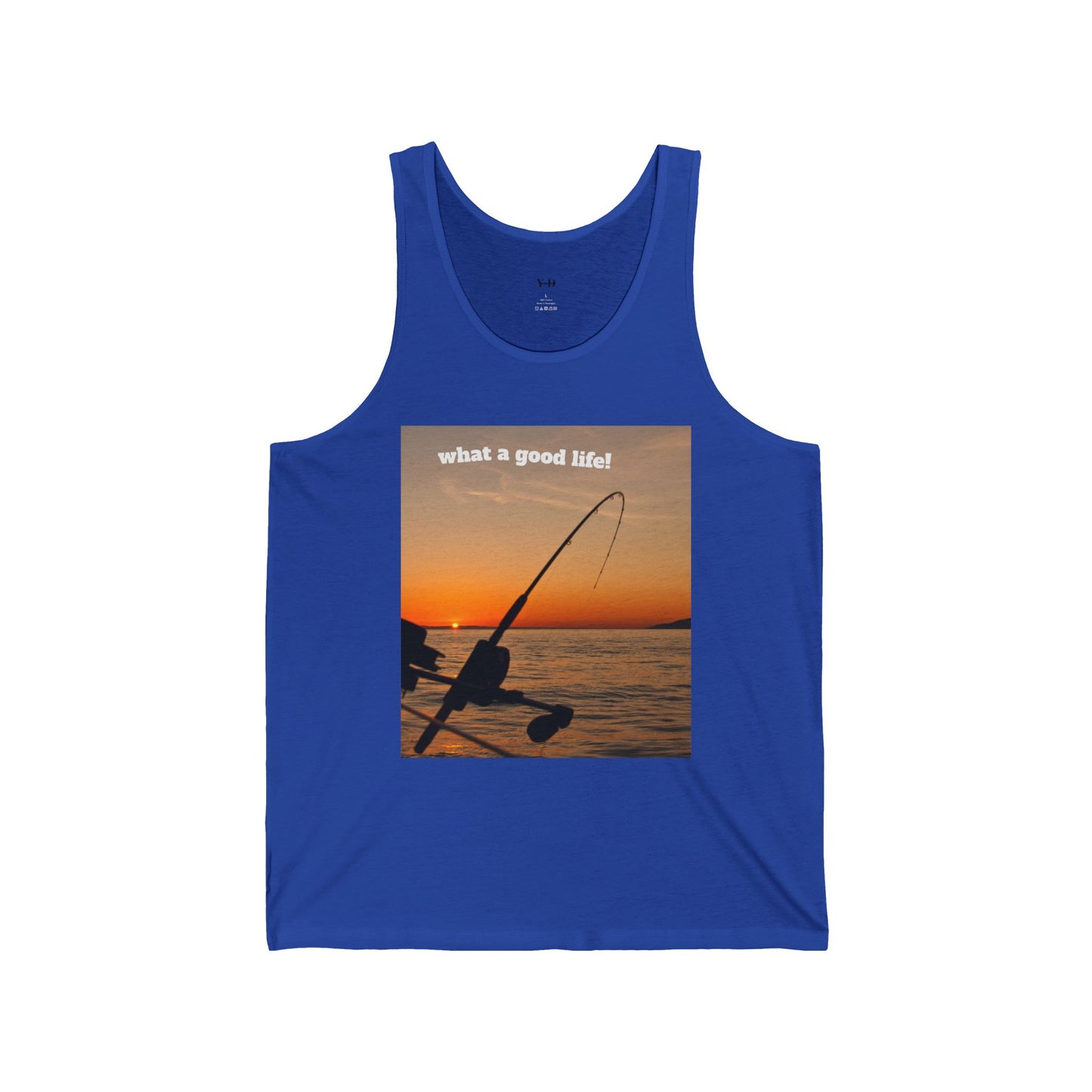 Fishing Sunset Unisex Jersey Tank - "What a Good Life!"