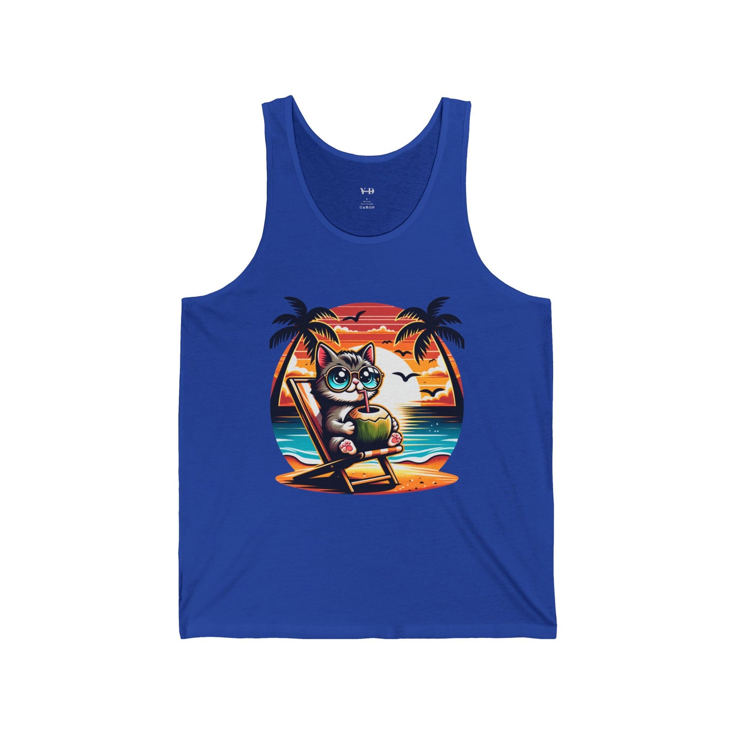 Relaxed Cat Beach Vibes Unisex Jersey Tank