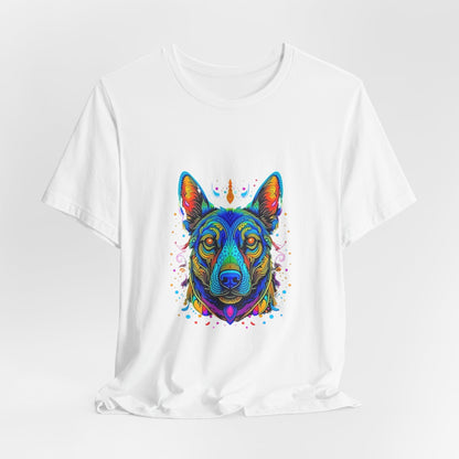 Vibrant Dog Artwork Unisex Jersey Tee - Perfect for Pet Lovers