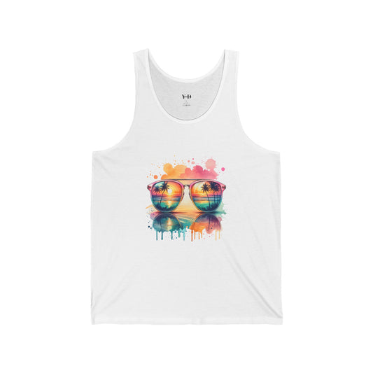 Tropical Sunset Graphic Unisex Jersey Tank Top