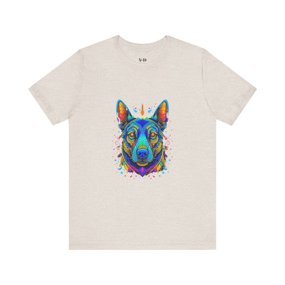 Vibrant Dog Artwork Unisex Jersey Tee - Perfect for Pet Lovers